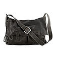 Men's Leather Luggage Fisherman Bag x0038, Black, medium