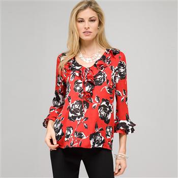Floral Ruffle Top x0012, , large