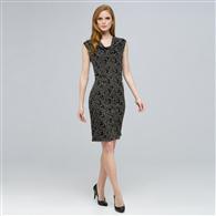 Drape Neck Dress. x0011, Black Multi, medium