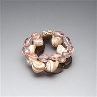 Pink and Brown Bracelet x0038, Gold, medium