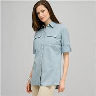 Roll Sleeve Blouse. x0015, Chambray Blue, medium