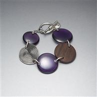 Silver and Purple Button Bracelet x0027, Silver Ox, medium