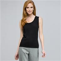 Sleeveless Scoop Neck Shell. x0018, Black, medium