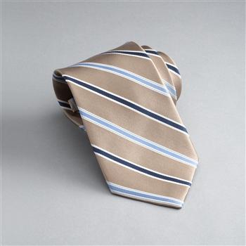 Striped Silk Tie, Taupe, large