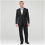 Charcoal Single Pleat Striped Wool Suit, , small