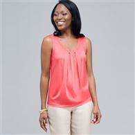 Sleeveless Pleated Top. x0018, New Coral, medium