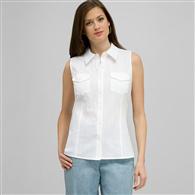 Sleeveless Button Down Blouse. x0018, White, medium