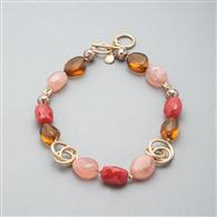 Pink Quartz Necklace x0076, Gold, medium