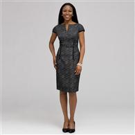 Dart Dress With Velvet Trim x0017, Black & White, medium