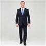 Navy Single Pleat Wool Suit, , small