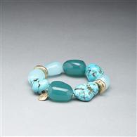 Turquoise and Gold Bracelet x0016, Gold, medium