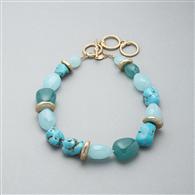 Turquoise and Gold Necklace x0051, Gold, medium