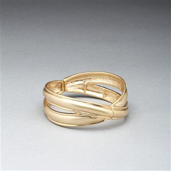 Worn Gold Cuff Bracelet, Gold, large