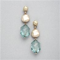 Green and Gold Clip On Earring x0028, Green, medium