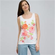 Floral Scoop Neck Tank. x0016, Multi, medium