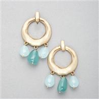 Turquoise and Gold Hoop Earring x0017, Gold, medium