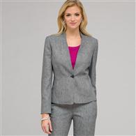One Button Flat Front Jacket x0011, Ink & White, medium