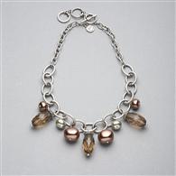 Green and Brown Beaded Frontal Collar Necklace x0053, Silver Ox, medium