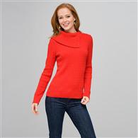 Long Sleeve Button Out Turtle Neck x0013, Fire Red, medium